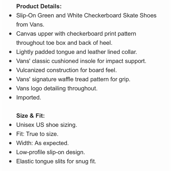 LAST! NWT Vans Checkerboard Grass Green Slip-On - Picture 8 of 8